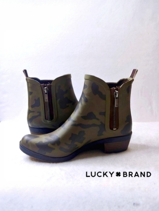 Lucky Brand Basel H20 Camoflage Pull On Rain Bootie Size 7M - Picture 2 of 16